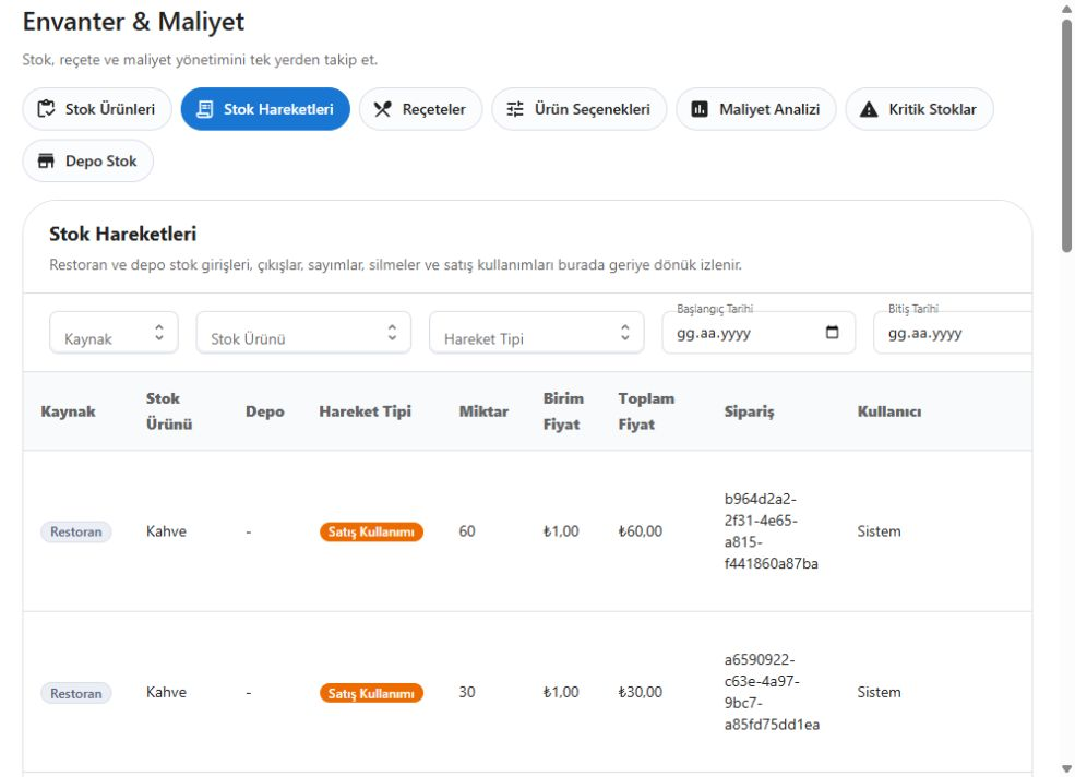 Ordwell güncel stok hareketleri ve sayım ekranı